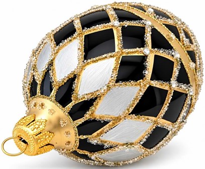 SORT JULEPYNT. Eksklusiv Fabergé-inspireret Julepynt i Håndmalet Glas