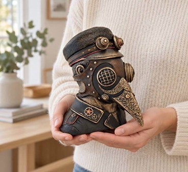 DEKORATION TIL STUEN. Impossant figur af Pestlægen i Steampunk stil