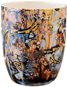 PORCELÆNSKRUS MED GRAFFITI. Krus med Banksy "I will love you forever"