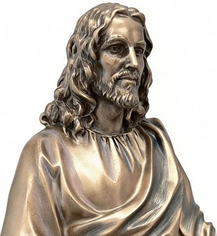 JESUS FIGUR. Katolske, religiøs julegaveide i form Kristus bronzefigur
