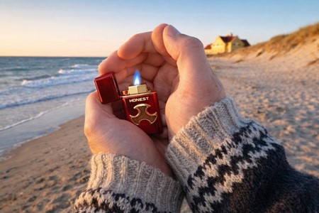 Unik rød turbo lighter. Elegant gave til hende med kraftig flamme