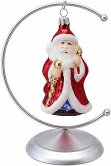 Polsk julepynt online. Glas figur af julemand i rød pels. H 11 cm