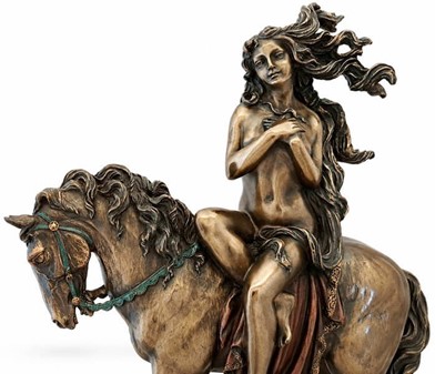 Lady Godiva til hest. Eksklusiv figur - symbol på mod og skønhed