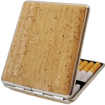 VOM HOFE BILLIGE CIGARETETUI. Tyske etui indrammet med naturlig kork