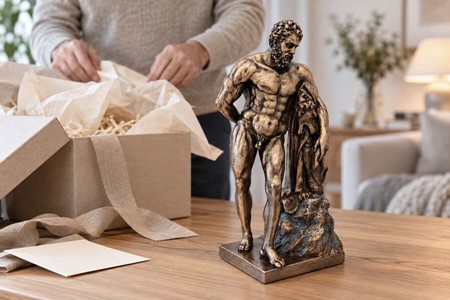 Monumental Herkules figur. Styrke, kunst og luksus til dit hjem