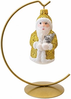 Guld julemand glasfigur (10 cm) | Eksklusiv julepynt i glas