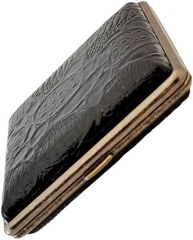 Elegant Sort Kunstlæder Cigaret etui til 20 King Size Cigaretter