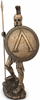 GODE IDEER TIL INDRETNING. Bronze figur af spartanske kriger med spyd