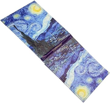 Toiletspejl i et etui med berømte værk "Stjernenatten" af V. van Gogh