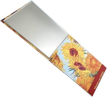Fristående spejl i et unikt etui med "Solsikker" af Vincent van Gogh