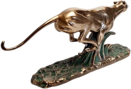 Bronze figur af gepard på flugt. Fænomenal pynt til hjemmet og kontor