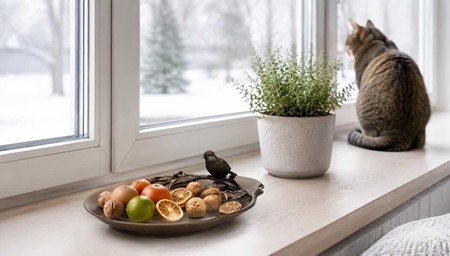 Elegant Art Nouveau pyntefad med fugl. Perfekt til stilfuld dekoration