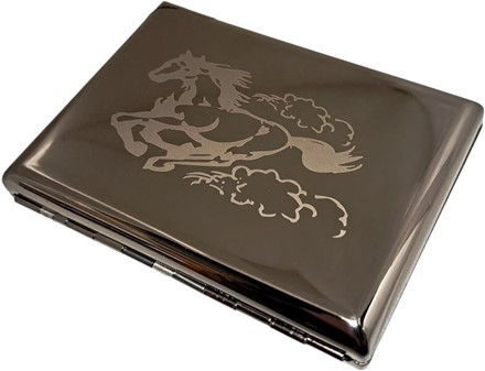 Elegant Grafitfarvet Cigaret Etui med Indbygget Lighter