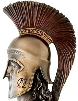 GAVE TIL BEDSTE VEN. Bronze buste af spartansk kriger i korinth hjelm