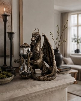 TIMEGLAS. Unik Veronese skulptur af dragen med timeglas i hænderne