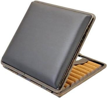 Elegant cigaretetui i grå satin - Perfekt og billig gave til mænd