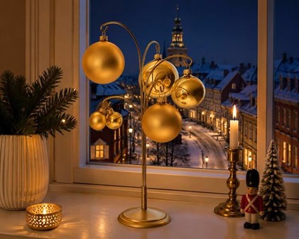 Guld julekugler i glas fra Polen, mat & blank. Ø 3, 6 og 8 cm at vælge