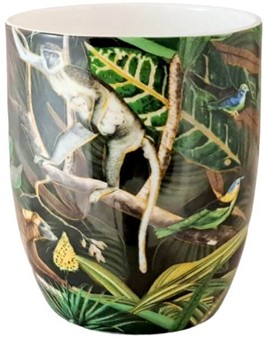 KOPPER MED BILLEDE. To kopper i eksotisk humør. Junglemotiv og lemurer