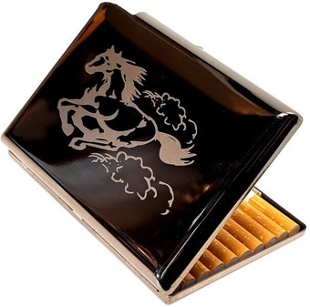 Elegant Grafitfarvet Cigaret Etui med Indbygget Lighter