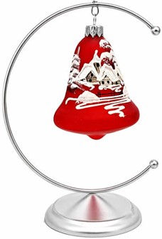 Juleklokke i rødt glas. Unik håndlavet vinterdrøm til dit juletræ