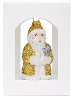 Guld julemand glasfigur (10 cm) | Eksklusiv julepynt i glas