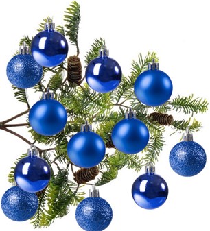 Julekugler plast blå blank, mat og gliter Ø 4,6 til 5 cm, 12 stk