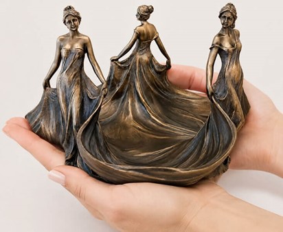 MORSDAG GAVE. Unik art nouveau skål med tre Lady til bolig dekoration