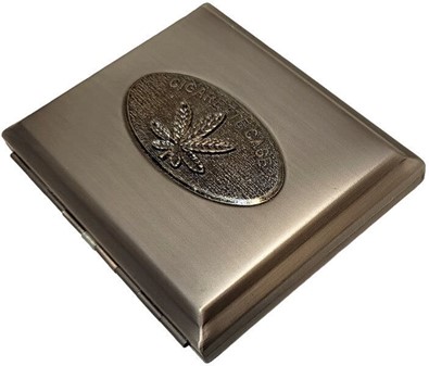 CIGARETETUI 18 STK. Etui til standard cigaretter dekoreret hampblad