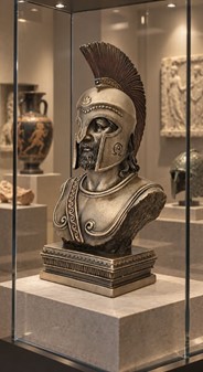 GAVE TIL BEDSTE VEN. Bronze buste af spartansk kriger i korinth hjelm