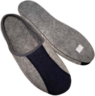 HERRE TØFLER. Billige, filtede grå-marineblå slippers mænd