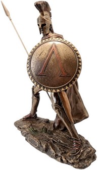 Leonidas Figur. Imponerende Spartanske Konge i Bronze