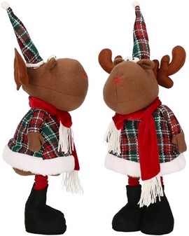 Sjov julepynt. Smuk stort rensdyr figur på teleskopben. H: 50 - 65 cm