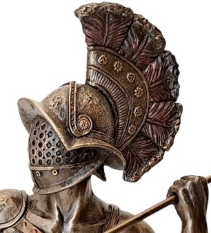 GLADIATOR FIGUR. en slave i kamp med spyd i arenaen det gamle Rom