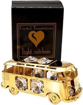 VW T1 BUS. Smuk forgyldt 24 karat guld model med Swarovski krystaller