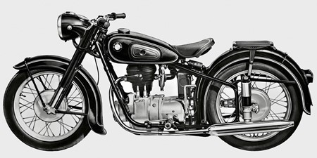 KRUS MED BILLEDE. Eksklusivt Porcelænskrus med BMW R25 Motorcykel