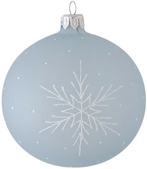 Lyseblå Ismat Julekugler i Glas. Sæt med vintermotiver. Ø 10 cm, 6 stk