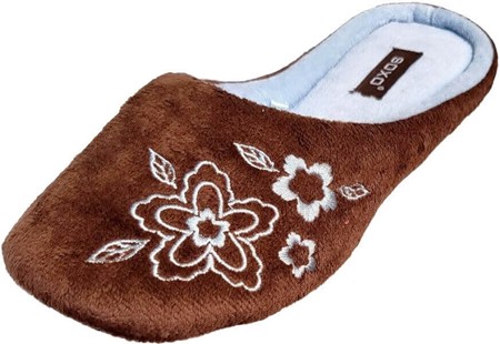 Bløde og fluffy dame slippers med broderi. To farver at vælge imellem