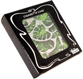 Metal Cigaretetui Til 20 stk - Billige Etetui med fingerphilodendron