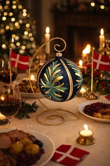 Julekugler store. Glas julepynt i mat marineblå med zirkoner. Ø 15 cm
