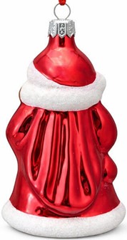 Polsk julepynt online. Glas figur af julemand i rød pels. H 11 cm