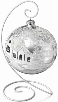 Glas julekugle med hvidt vinterlandskab på spejl baggrunden, Ø 15 cm