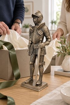 Bronzefigur af Ridder i Rustning. Gaven til Venskab og Styrke