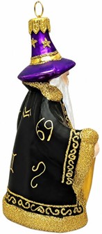 Julekugler figurer. Flot stor polsk glasfigur af troldmand. H 13 cm