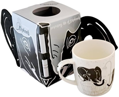KRUS PORCELÆN. Elegant porcelænskrus med kunstnerisk elefant design