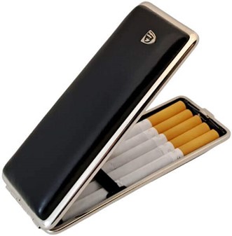 Cigaretetui læder i sort til lange Super King Size og SLIM cigaretter