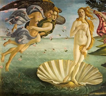 DEN BEDSTE GAVE TIL MOR. Elegant makeup spejl med "Venus fødsel" motiv