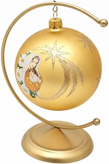Eksklusiv Julekugle. Gør julen magisk med Maria og Jesus i guld. 10 cm