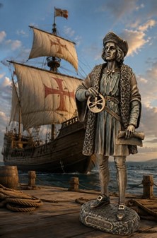 CHRISTOPHER COLUMBUS. Opdageren af Amerika figur. Bolig dekoration