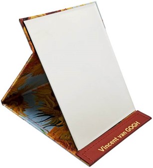 Fristående spejl i et unikt etui med "Solsikker" af Vincent van Gogh