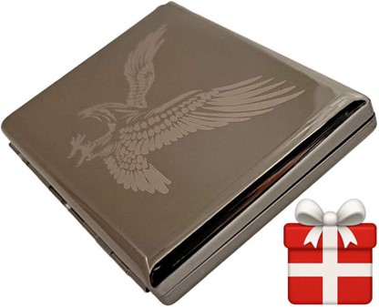 Grafitfarvet metal cigare tetui med lighter. Til 20 stk cigaretter